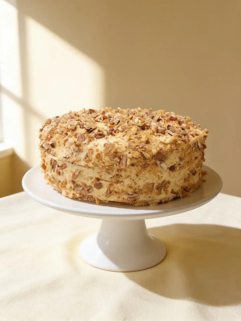 Torta Hojarasca Premium sobre una base blanca